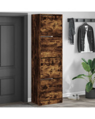 Armoire à chaussures 4 tiroirs rabattables chêne 60x42x204 cm | Mobilier & Déco