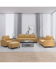 Ensemble de canapés 4 pcs avec coussins Marron Velours | Mobilier & Déco