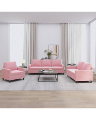 Ensemble de canapés 3 pcs avec coussins Rose Velours | Mobilier & Déco