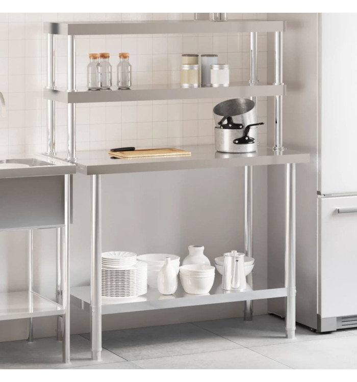 Table de travail de cuisine avec étagère 110x55x150 cm inox | Mobilier & Déco