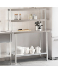 Table de travail de cuisine avec étagère 110x55x150 cm inox | Mobilier & Déco