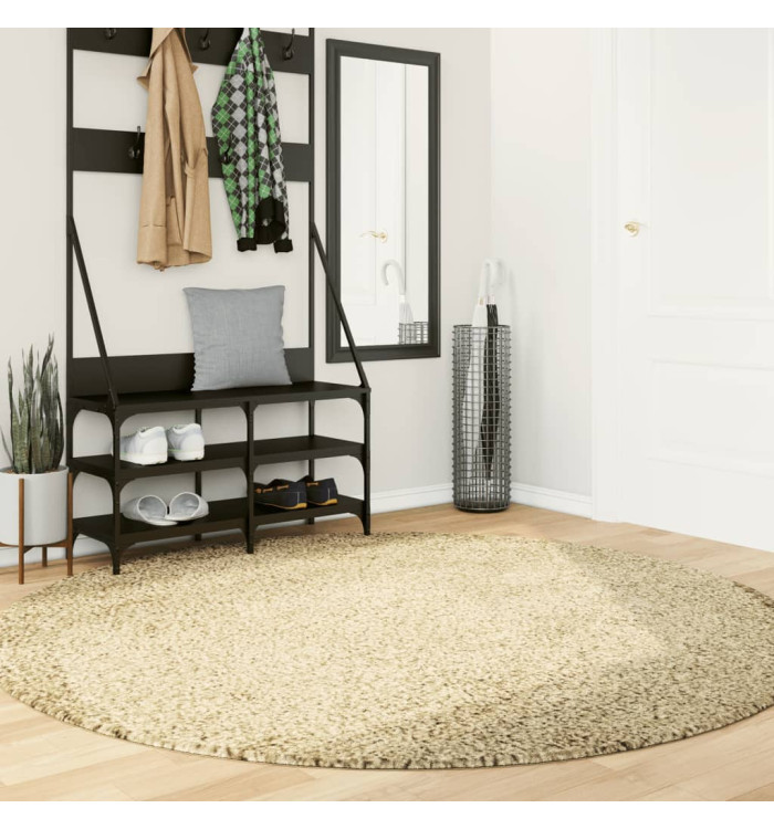 Tapis shaggy PAMPLONA poils longs moderne doré Ø 200 cm | Mobilier & Déco