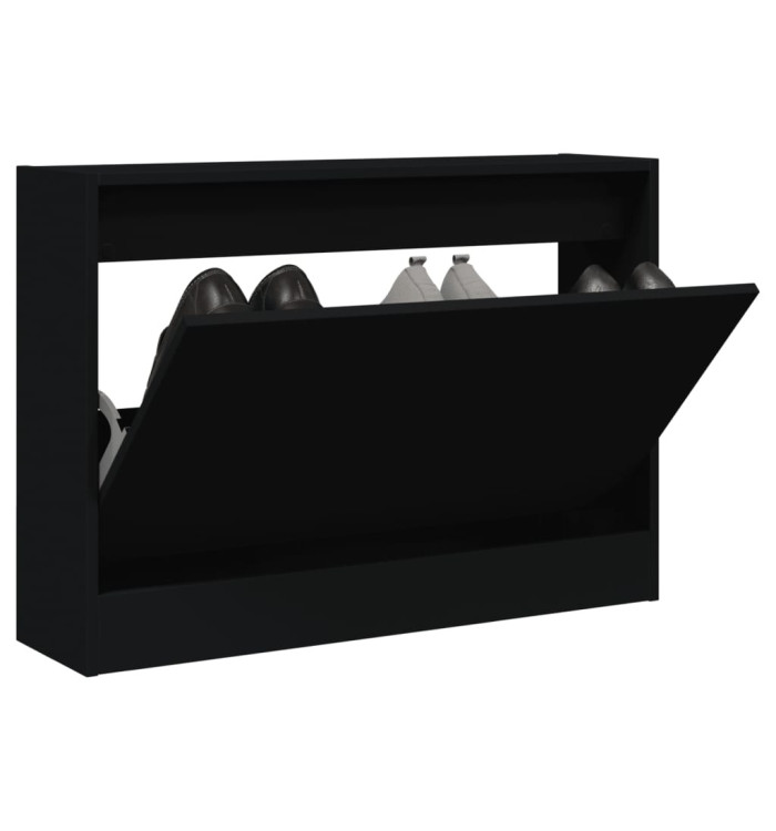 Armoire à chaussures noir 80x21x57 cm bois d'ingénierie | Mobilier & Déco