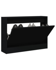 Armoire à chaussures noir 80x21x57 cm bois d'ingénierie | Mobilier & Déco