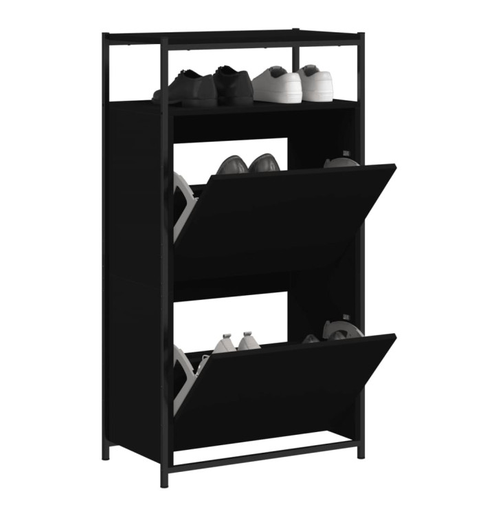 Armoire à chaussures noir 60x34x112 cm bois d'ingénierie | Mobilier & Déco