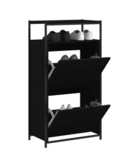 Armoire à chaussures noir 60x34x112 cm bois d'ingénierie | Mobilier & Déco