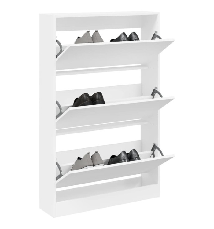 Armoire à chaussures blanc 80x21x125,5 cm bois d'ingénierie | Mobilier & Déco