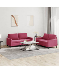 Ensemble de canapés 2 pcs avec coussins Rouge bordeaux Velours | Mobilier & Déco
