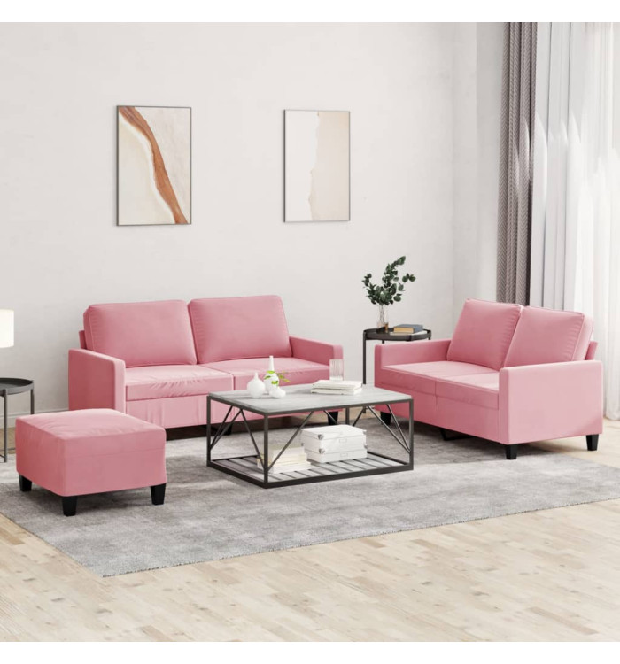 Ensemble de canapés 3 pcs avec coussins Rose Velours | Mobilier & Déco