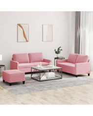 Ensemble de canapés 3 pcs avec coussins Rose Velours | Mobilier & Déco