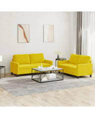 Ensemble de canapés 2 pcs avec coussins Jaune Velours | Mobilier & Déco
