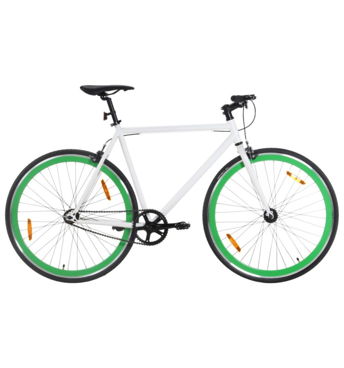 Vélo à pignon fixe blanc et vert 700c 55 cm | Mobilier & Déco