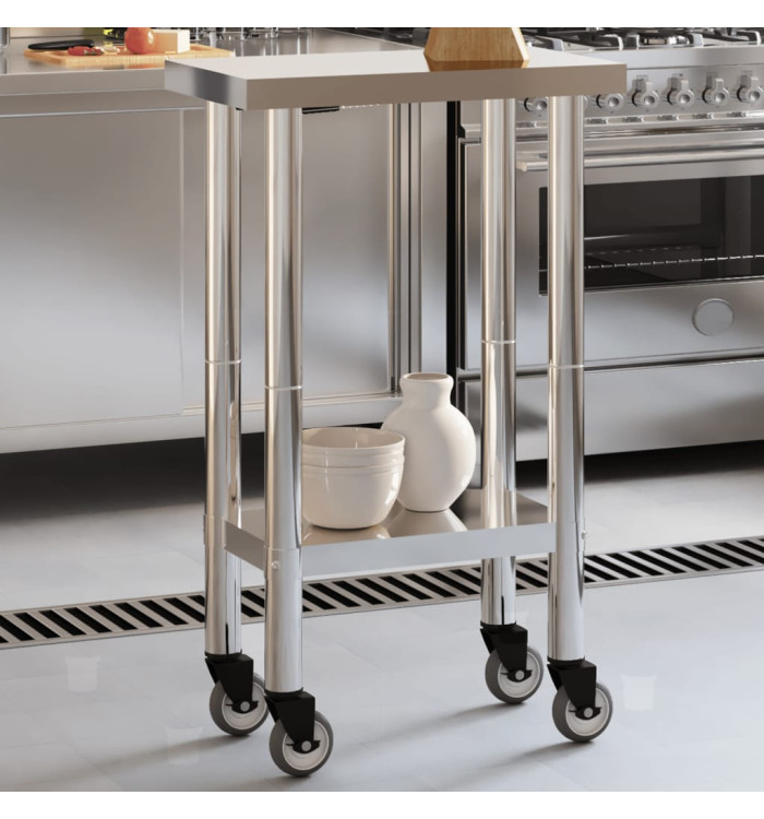 Table de travail de cuisine avec roues 55x30x85 cm inox | Mobilier & Déco
