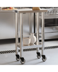 Table de travail de cuisine avec roues 55x30x85 cm inox | Mobilier & Déco