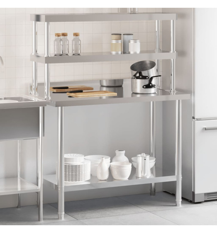 Table de travail de cuisine avec étagère 110x55x150 cm inox | Mobilier & Déco