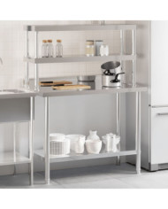 Table de travail de cuisine avec étagère 110x55x150 cm inox | Mobilier & Déco