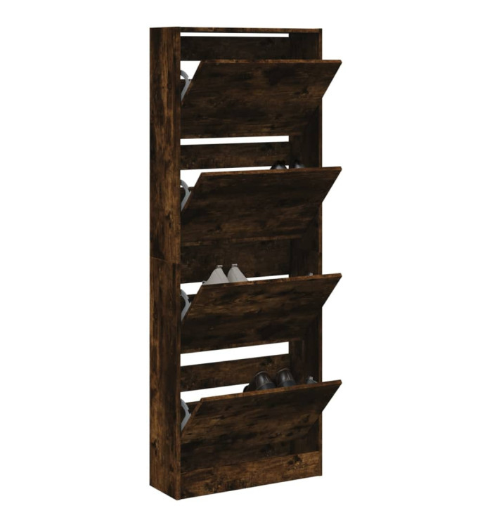 Armoire à chaussures chêne fumé 60x21x163,5 cm bois ingénierie | Mobilier & Déco