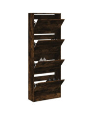 Armoire à chaussures chêne fumé 60x21x163,5 cm bois ingénierie | Mobilier & Déco