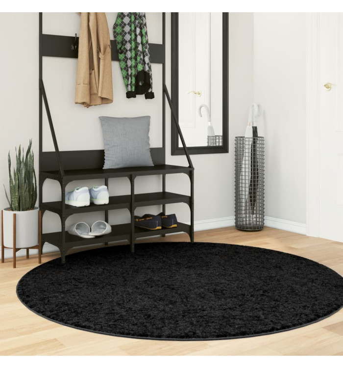 Tapis OVIEDO à poils courts noir Ø 160 cm | Mobilier & Déco