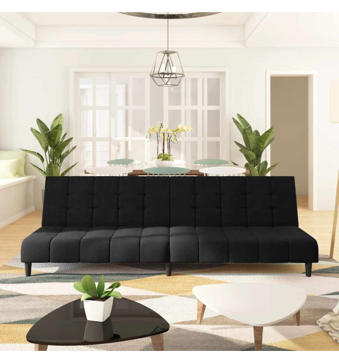 Canapé-lit 2 places noir velours | Mobilier & Déco