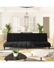 Canapé-lit 2 places noir velours | Mobilier & Déco
