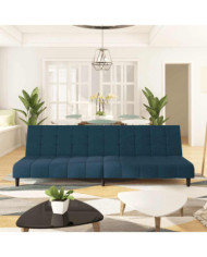 Canapé-lit à 2 places Bleu Velours | Mobilier & Déco
