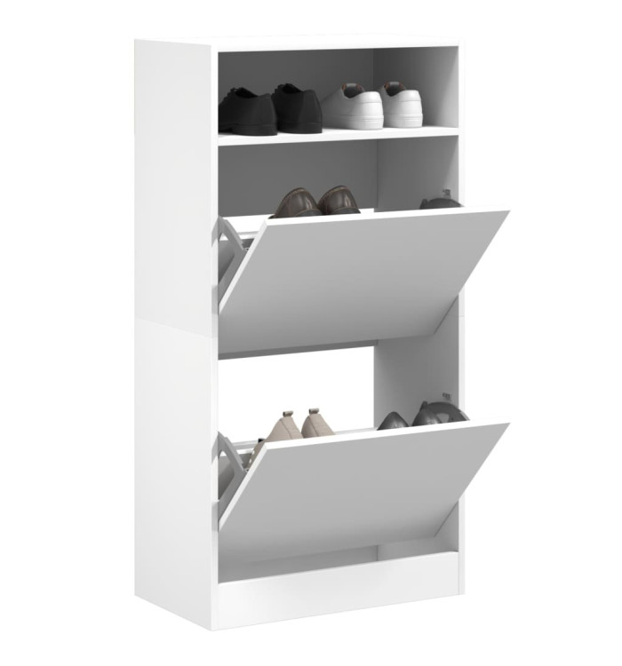 Armoire à chaussures blanc 60x34x116 cm bois d'ingénierie | Mobilier & Déco