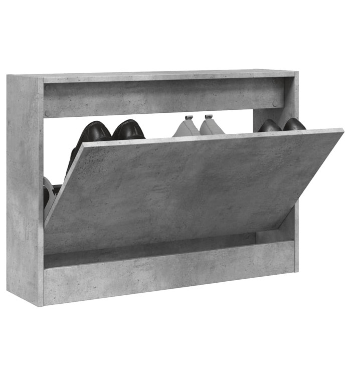 Armoire à chaussures gris béton 80x21x57 cm bois d'ingénierie | Mobilier & Déco