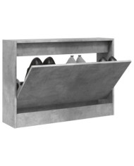 Armoire à chaussures gris béton 80x21x57 cm bois d'ingénierie | Mobilier & Déco