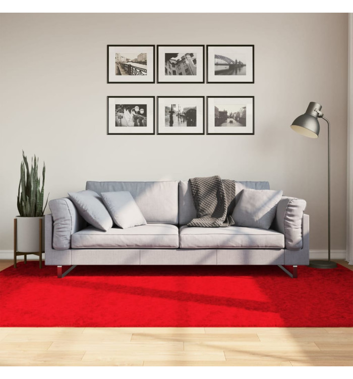 Tapis OVIEDO à poils courts rouge 160x230 cm | Mobilier & Déco