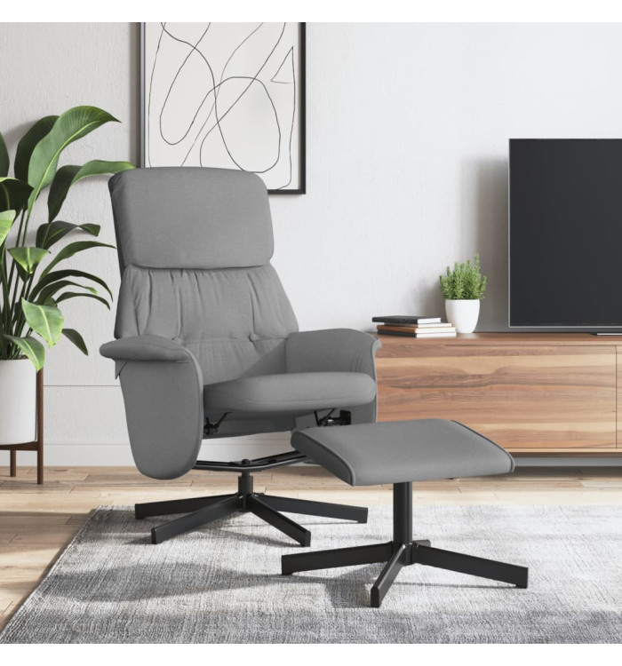 Fauteuil inclinable avec repose-pied gris clair tissu | Mobilier & Déco