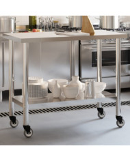 Table de travail de cuisine avec roues 110x55x85 cm inox | Mobilier & Déco