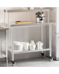 Table de travail de cuisine avec étagère 110x55x120 cm inox | Mobilier & Déco