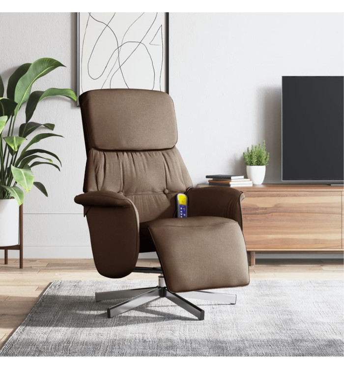 Fauteuil inclinable de massage avec repose-pieds marron tissu | Mobilier & Déco