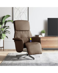 Fauteuil inclinable de massage avec repose-pieds marron tissu | Mobilier & Déco