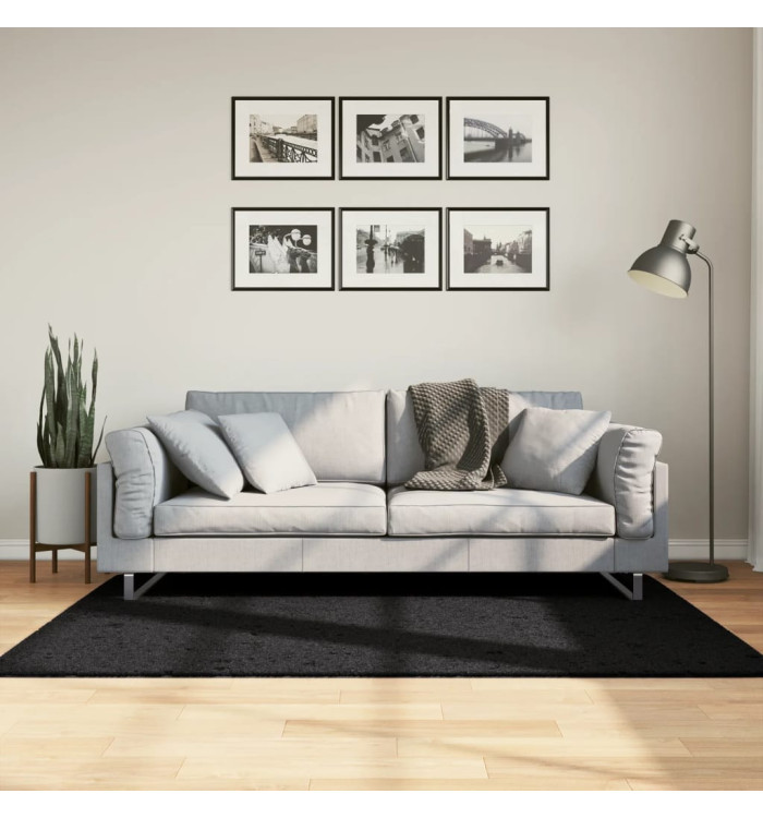 Tapis OVIEDO à poils courts noir 120x170 cm | Mobilier & Déco