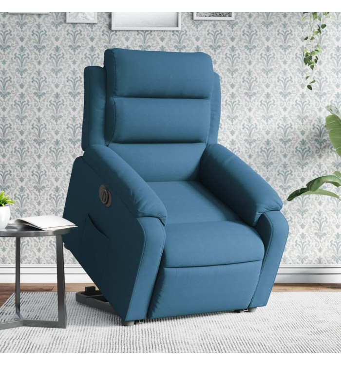 Fauteuil inclinable électrique bleu velours | Mobilier & Déco