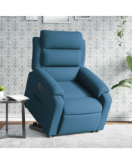 Fauteuil inclinable électrique bleu velours | Mobilier & Déco