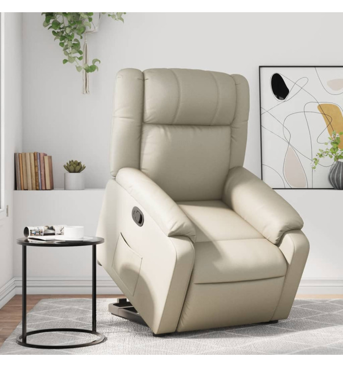 Fauteuil inclinable Crème Similicuir | Mobilier & Déco
