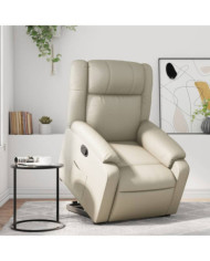 Fauteuil inclinable Crème Similicuir | Mobilier & Déco