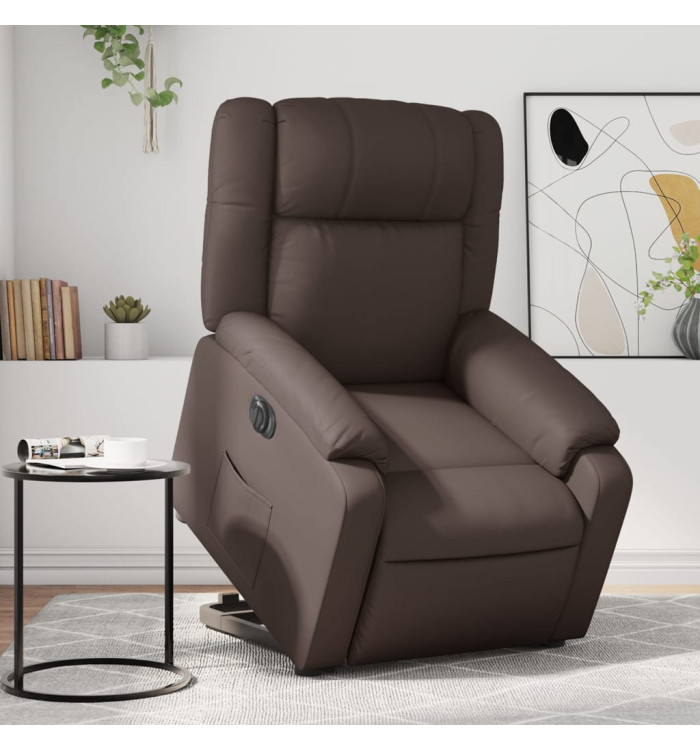 Fauteuil inclinable électrique marron similicuir | Mobilier & Déco