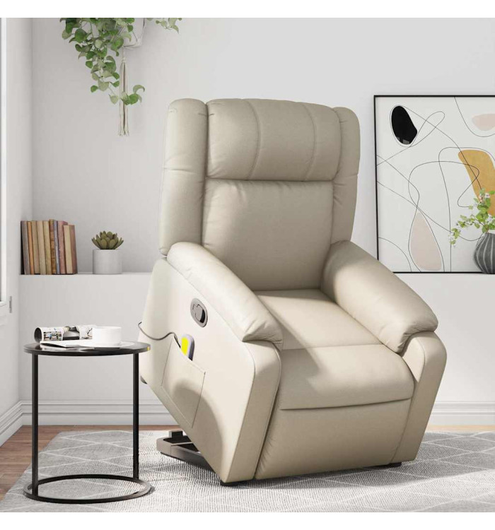Fauteuil inclinable de massage Crème Similicuir | Mobilier & Déco