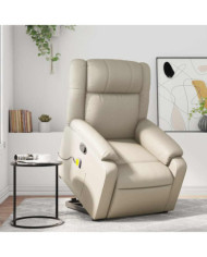Fauteuil inclinable de massage Crème Similicuir | Mobilier & Déco
