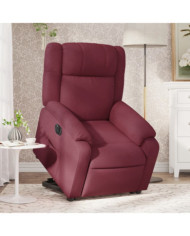 Fauteuil inclinable électrique rouge bordeaux tissu | Mobilier & Déco
