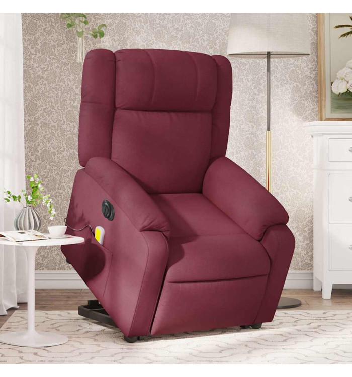 Fauteuil inclinable de massage électrique Rouge bordeaux Tissu | Mobilier & Déco