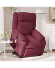Fauteuil inclinable de massage électrique Rouge bordeaux Tissu | Mobilier & Déco