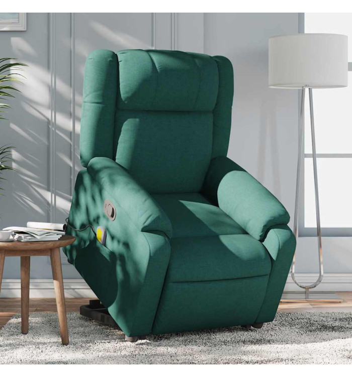 Fauteuil inclinable de massage Vert foncé Tissu | Mobilier & Déco
