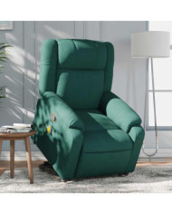 Fauteuil inclinable de massage Vert foncé Tissu | Mobilier & Déco