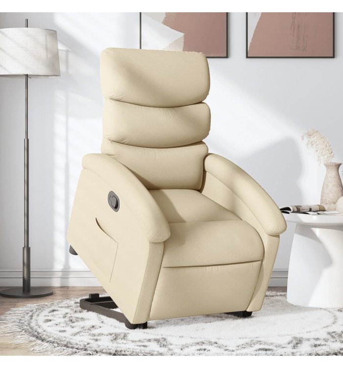 Fauteuil inclinable Crème Tissu | Mobilier & Déco