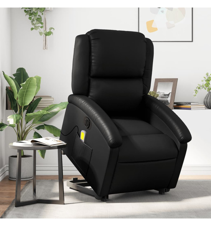Fauteuil inclinable de massage électrique noir similicuir | Mobilier & Déco